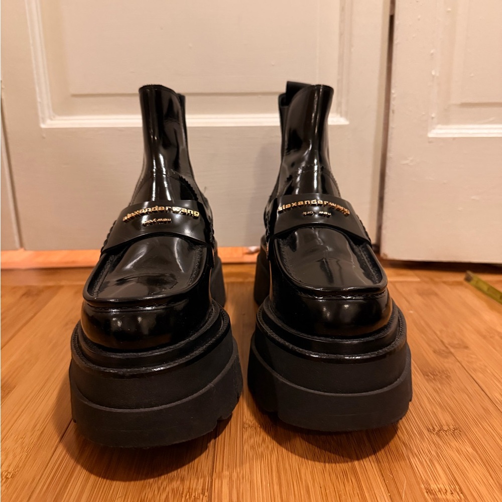 Alexander Wang Carter platform ankle boots in black leather - Picture 5 of 11